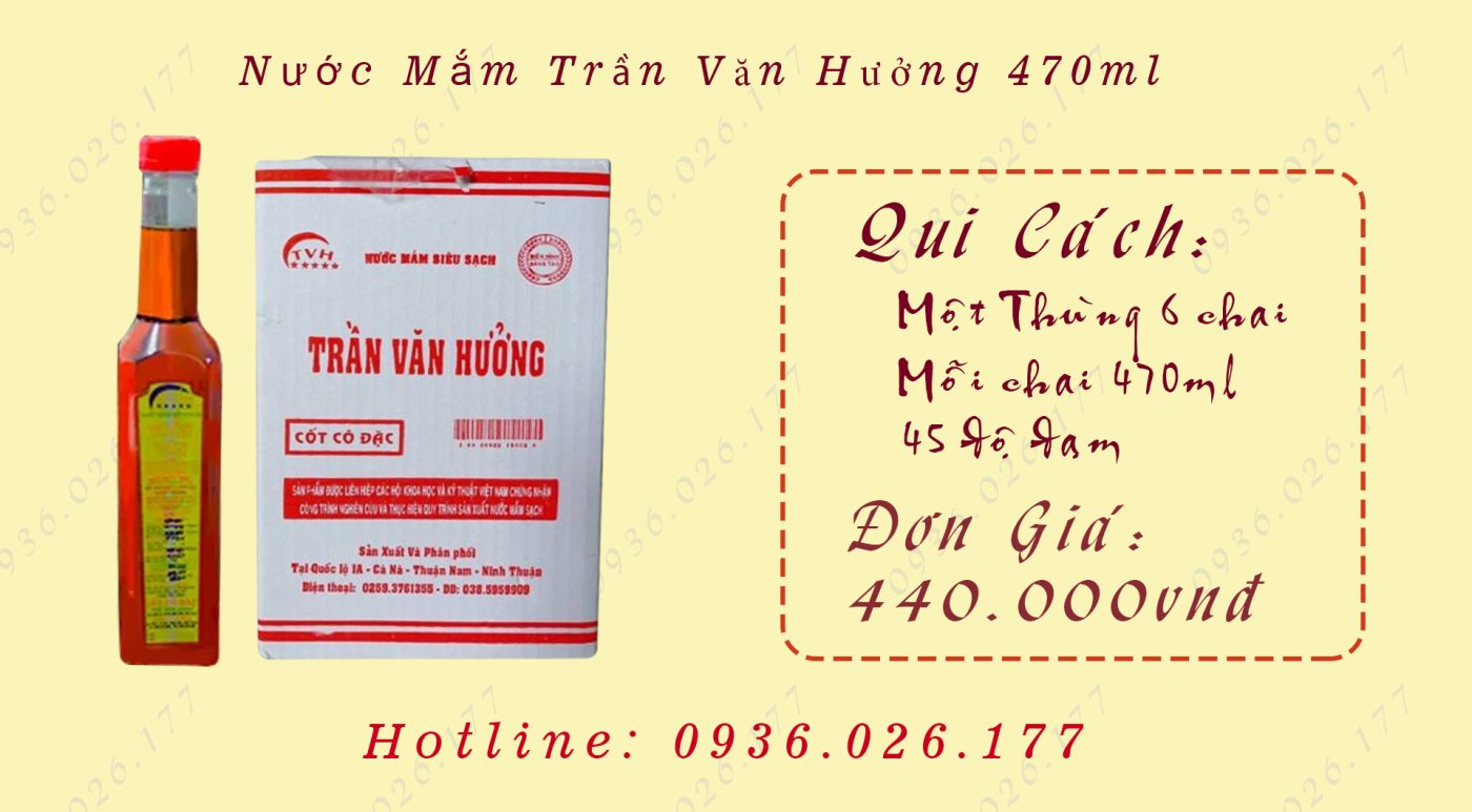 Nước Mắm Trần Văn Hưởng Cốt Cô Đặc – 470ml 45 Độ Đạm (Hộp 6 Chai Nhựa)